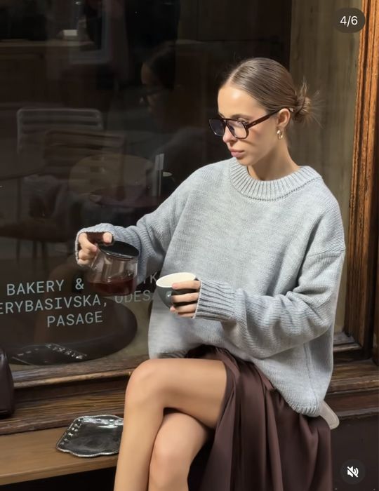 Светр вовняний сірий оверсайз Braandhaall Jolie вовняний L-XL