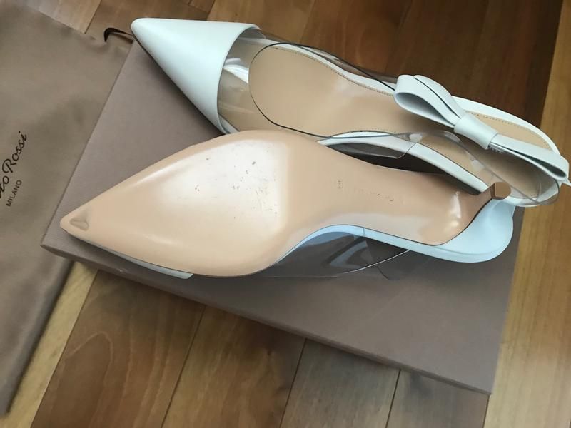 Шкіряні білі човники gianvito rossi mia 55 розмір 41