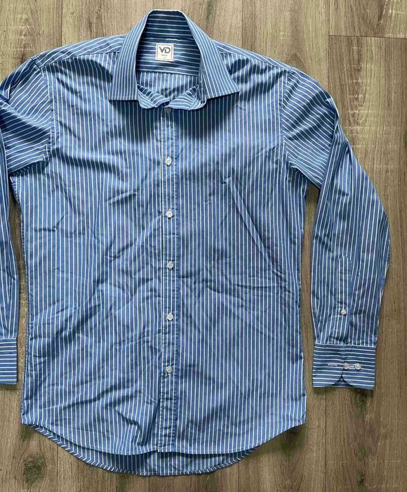 Рубашка Голубая с белой полосой длинный рукав VD One р.40