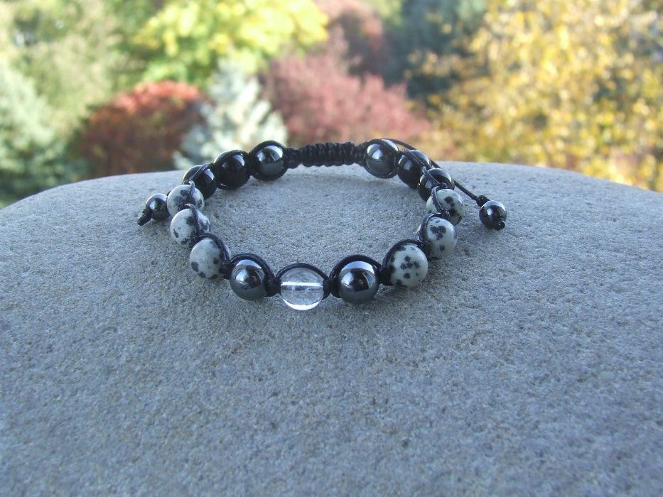 Bransoletka z jaspisu/z kryształu/z onyksu/jaspis dalmatyński