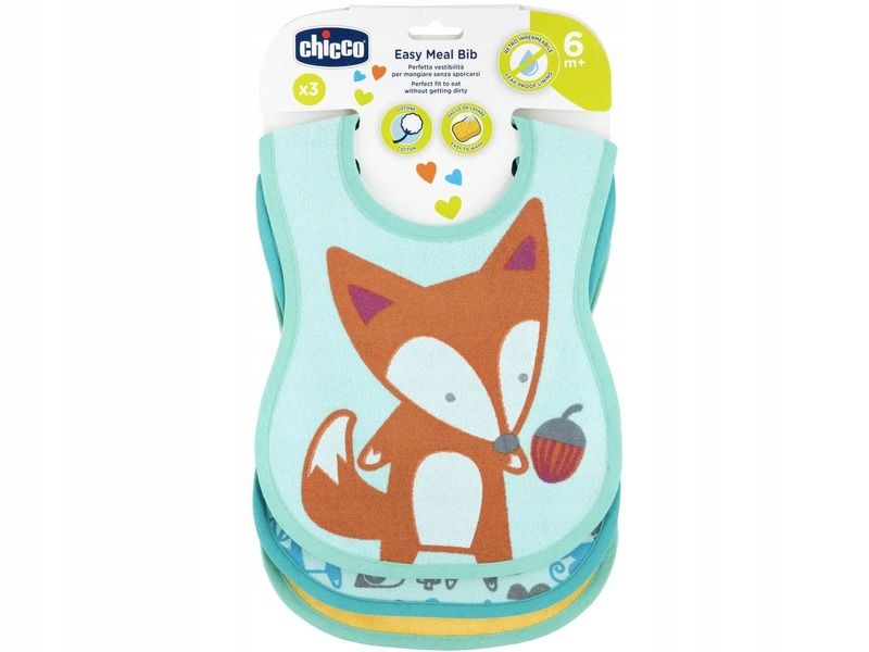 Chicco śliniak dla dziecka 6m+ komplet 3 szt