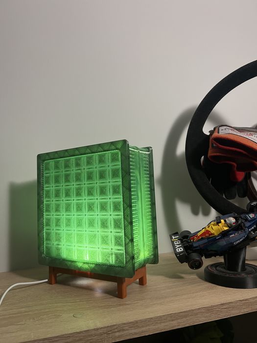 Lampka Nocna Luksfer 3D | Retro Pustak Szklany | Green Ambient | Mid-Century Design