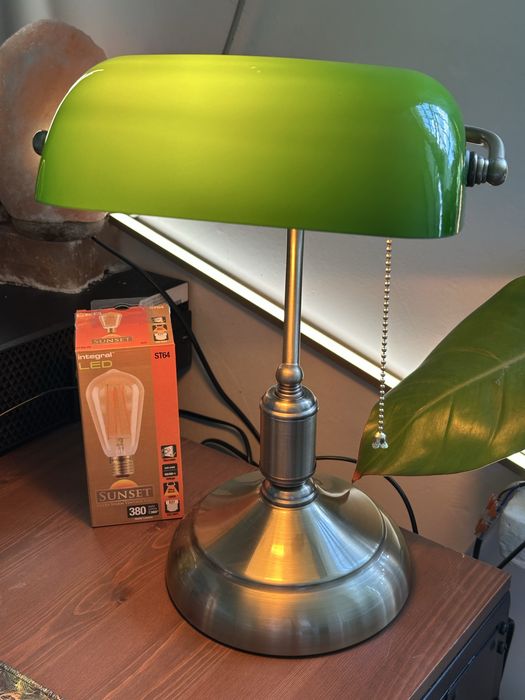 Elegancka Lampa led Bankierska Retro szklana