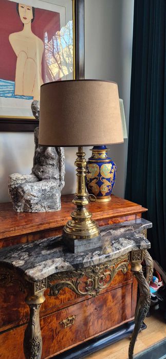 Mosiężna lampa hollywood regency mid century design antyk modern chic