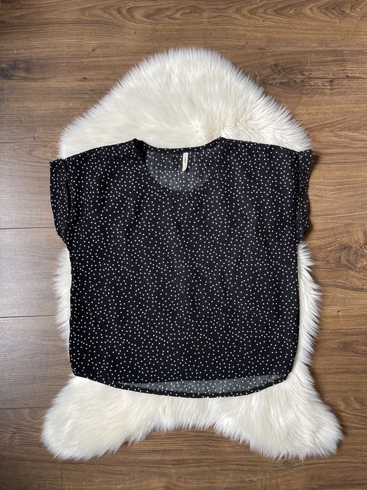 Amber rayon czarna bluzka biała w gwiazdki 38 M L oversize