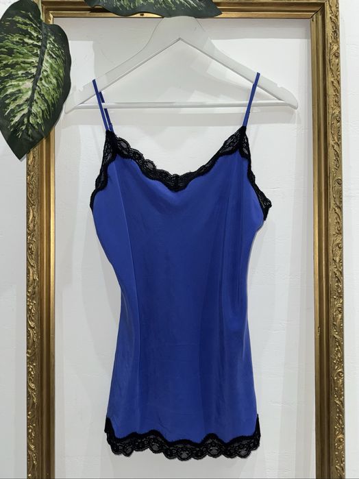 100% Jedwab Alberto Bini S/M 36/38, Luksusowy top bluzka z koronką