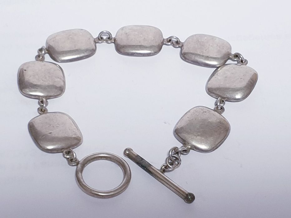 Linda pulseira vintage em prata 925 contrastada