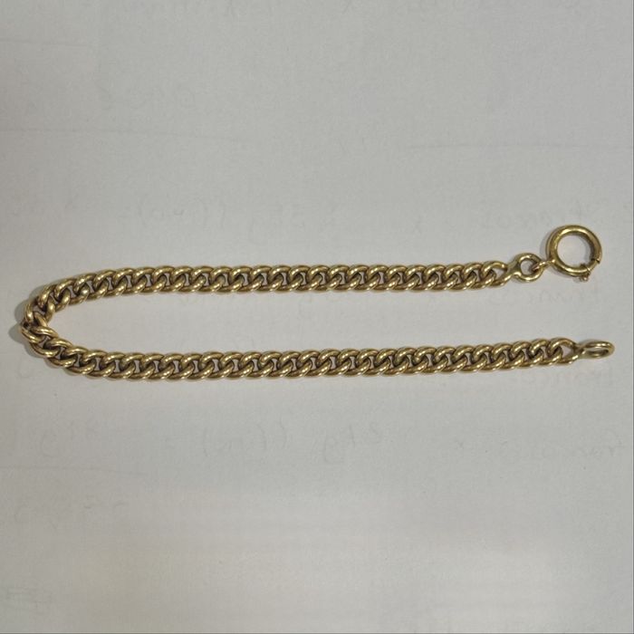 Pulseira em malha grossa de barbelha em ouro 19,2kts