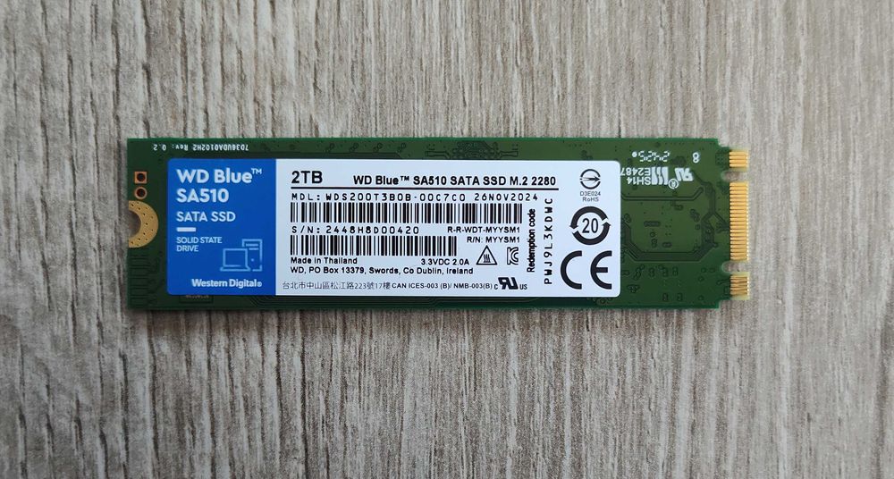 Накопитель SSD WD Blue SA510 M.2 SATA 2 TB - Состояние нового! (Подходит для Panasonic CF-54, CF-33, FZ-G1 MK4 и MK5)
