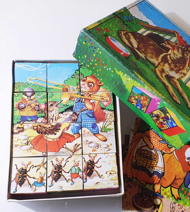 Antigo "Jogo de Cubos em Madeira da Majora" ~ Anos 60 ~ RARO