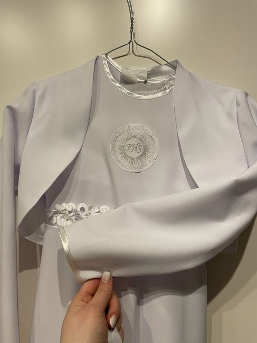 Sliczna Alba biala dziewczeca, krotki rekawek, bokerko,torebka halka