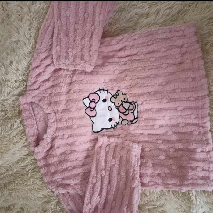 Теплая женская пижама плюшевый домашний костюм Hello kitty