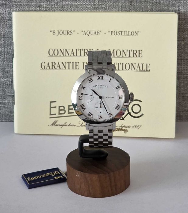 Чоловічий годинник Eberhard & Co 21022 White Mechanical 8 Days Power reserve 39.5 mm