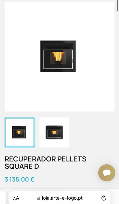 Recuperador de Calor a Pellets – Fogo Montanha Square D - Pouco Usada