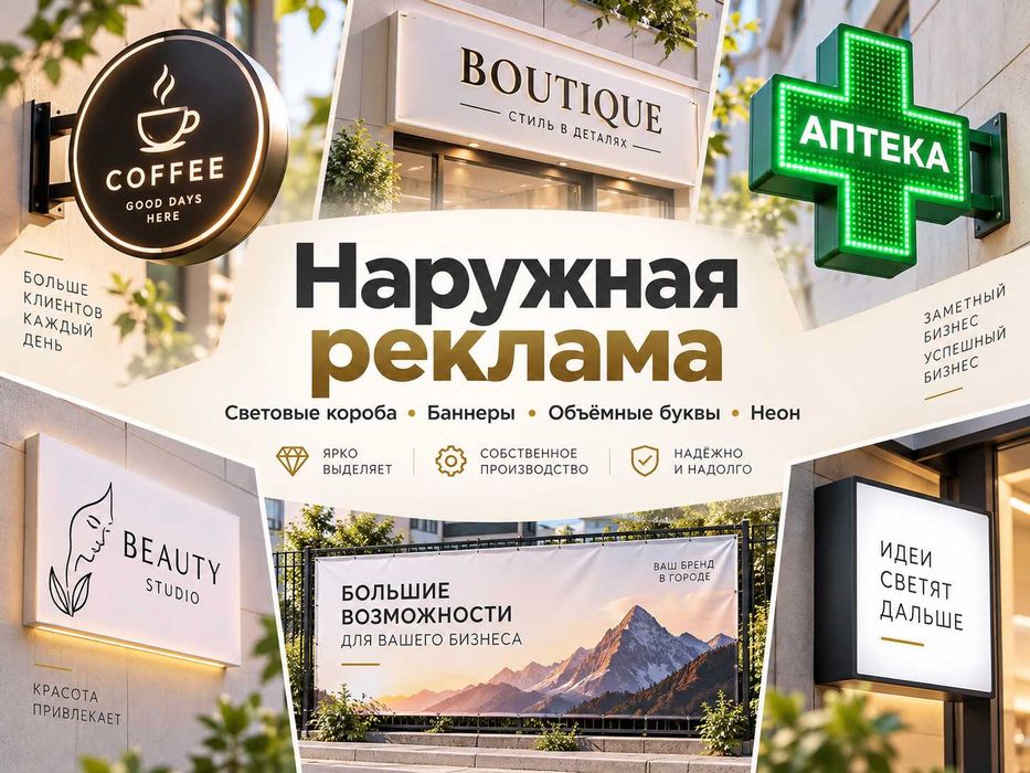 Наружная реклама Ь6 Печать Баннеров, вывески неон стенды Печать пленки