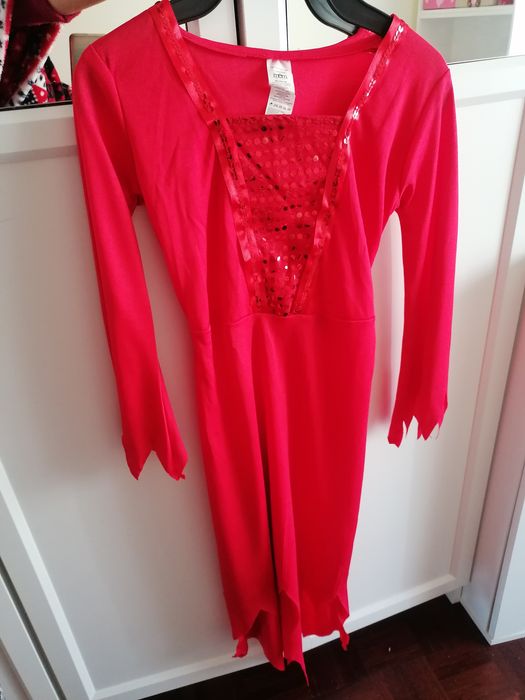 Vestido Carnaval  criança comprido diabinha