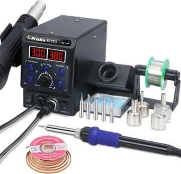 Паяльна станція регульована теплова гармата стійка 740Вт Preciva 2в1