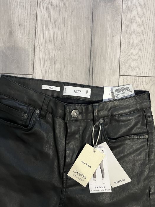 Nowe czarne spodnie rurki skorzane mango