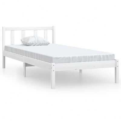 Estrutura de cama 90x200 cm pinho maciço branco montada