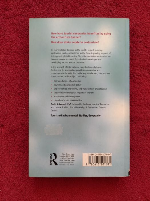 Ecotourism, an introduction. David A. Fennell
#book #ecotourism #vinte