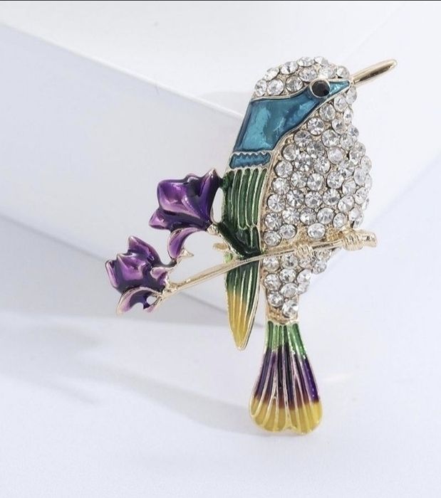 Broszka biżuteria dodatek moda modna ptak cyrkonie