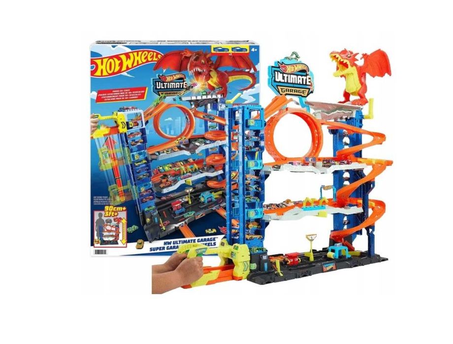 NOWY Zestaw Mattel Hot Wheels City HKX48 Mega Garaż Atak smoka 2 auta