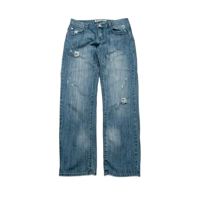 N+1 jeans y2k krzyże spodnie jeansowe 32us niski stan