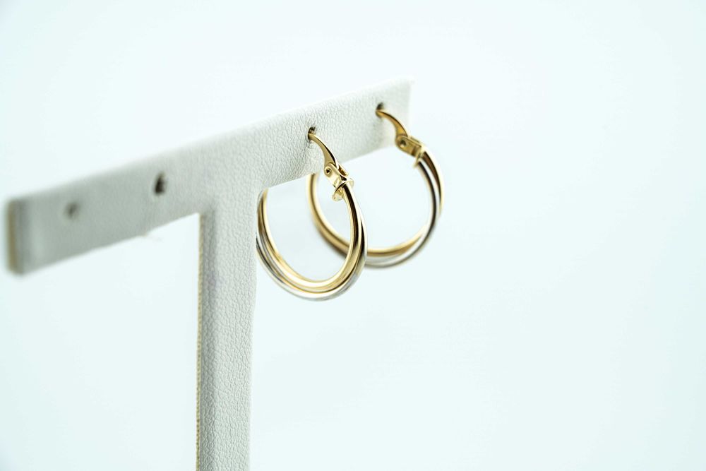 Wspaniałe złote kolczyki kółeczka koła z łączonego złota 585 19mm