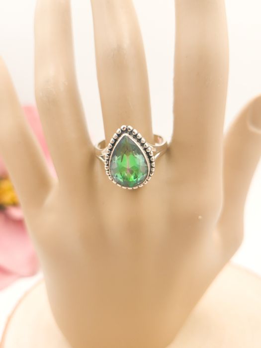 Srebrny pierścionek pr 925 Topaz mistyczny nowe