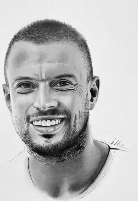 Retrato personalizado a grafite e carvão