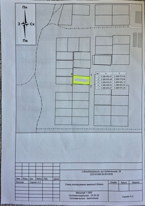 Продаж земельної ділянки у с. Володимирівське