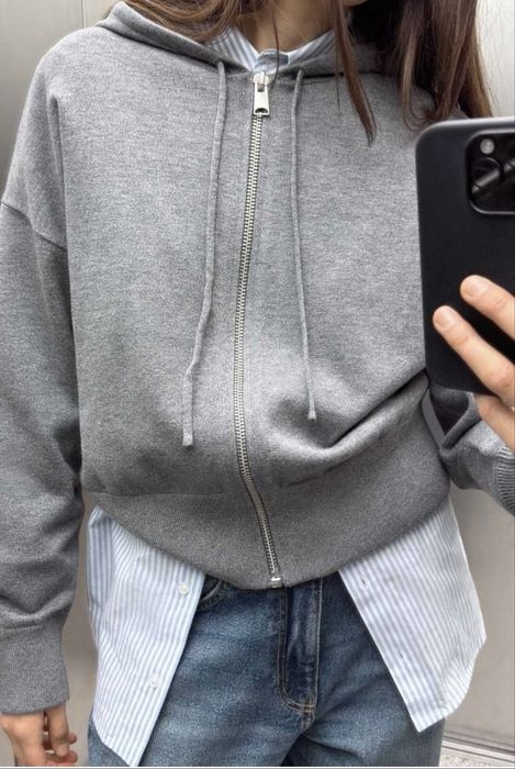 Сіра толстовка на замку , кофта / зір худі zara