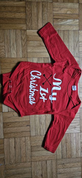 Body czerwone my first christmas 60 na święta niemowlak + skarpetki x2