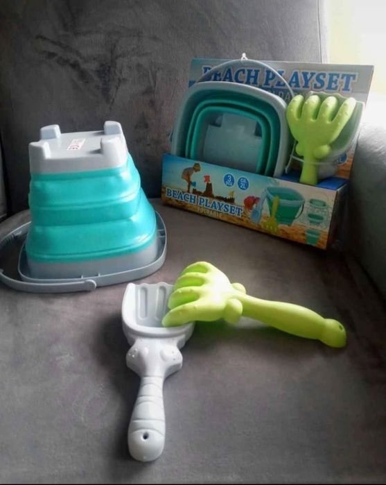 Nowy zestaw zabawek plażowych wiaderko grabki łopatka