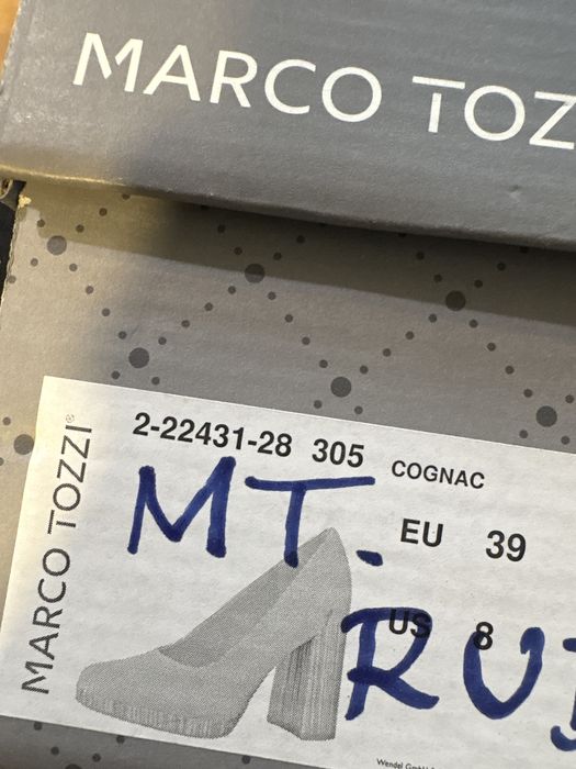 Marco Tozzi. Półbuty na stabilnym słupku. Rude. Piekne