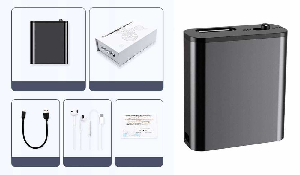 DYKTAFON SZPIEGOWSKI pamięć 16gb ukryj i nagraj – bez śladu każdą rozm