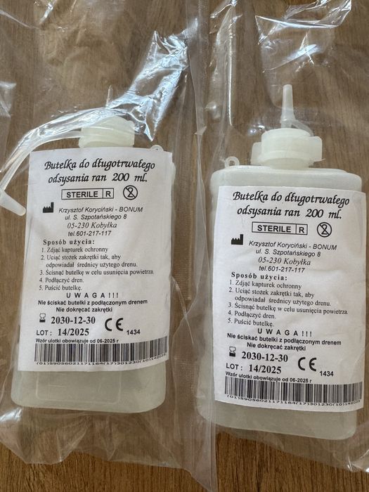 Butelka do długotrwałego odsysania ran