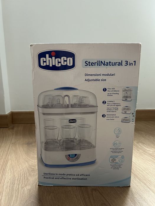 Esterilizador a vapor eletrico chicco 3 em 1 com dimensao ajustavel - novo custa 90€ !!!