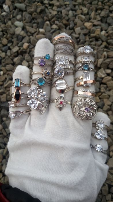 Срібні колечка 925 проба. Містік топаз, гранат ,топаз, улексит.