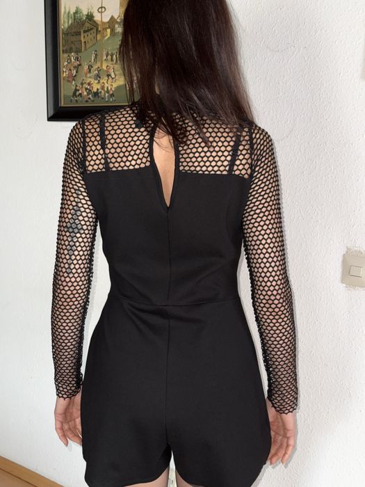 Трикотажный комбинезон-шорты с сетчатыми рукавами