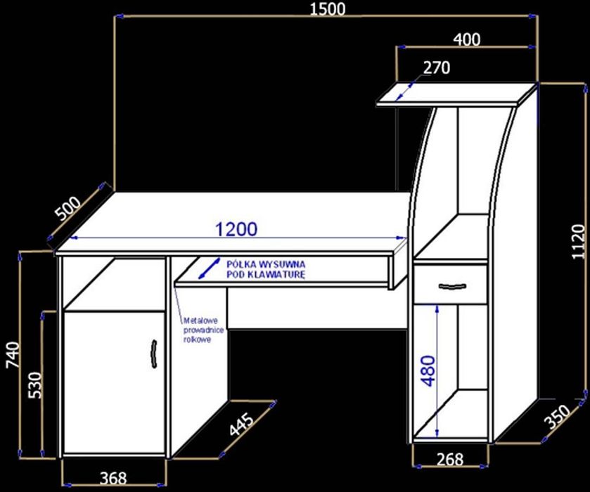 Nowe biurko 2 kolory (biały, Sonoma) 150x74x50 - OD RĘKI!!!
