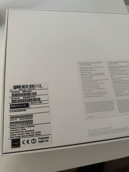 MacBook Pro 13 2015 512GB | Oryginalne pudełko i ładowarka