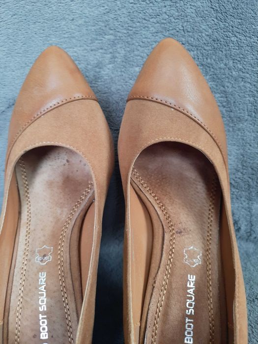 Szpilki zamsz skora CAMEL roz.39