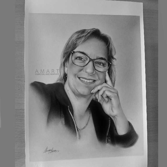 Pintura de Retratos a carvão e grafite