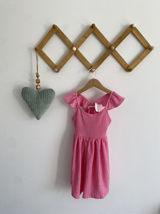 Sukienka h&m letnia różowa falbanki 92