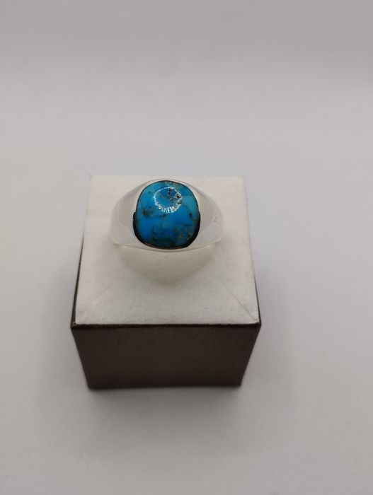 Srebrny sygnet z turkusem, próba 925, rozmiar 29