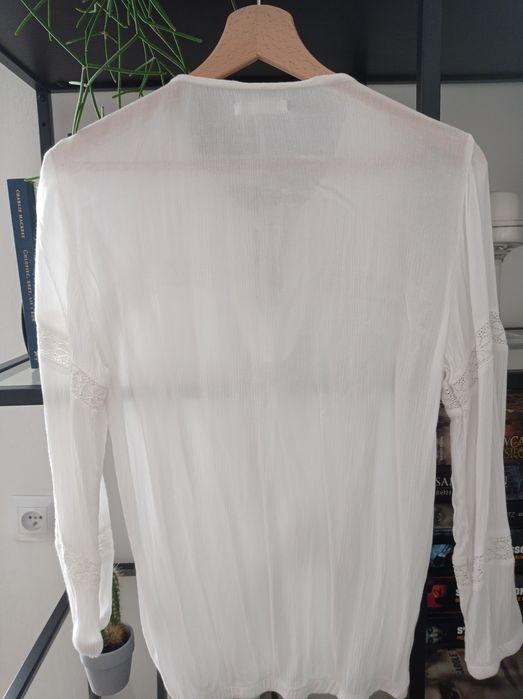 Bluzka w stylu Boho, koronka, chwosty, genialny skład. Rozmiar XS