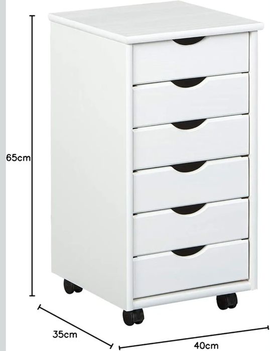 Inter Link Simon półka Komoda na Kółkach, Drewno, Biały