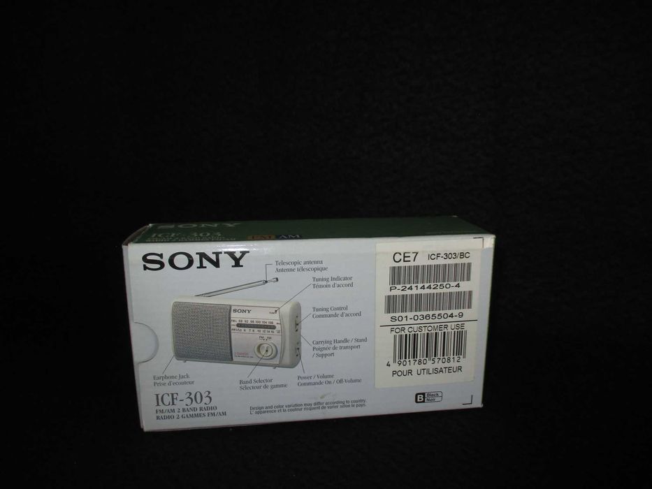 Rádio Portátil Sony ICF‑303 FM/AM Completo com Caixa e Manual