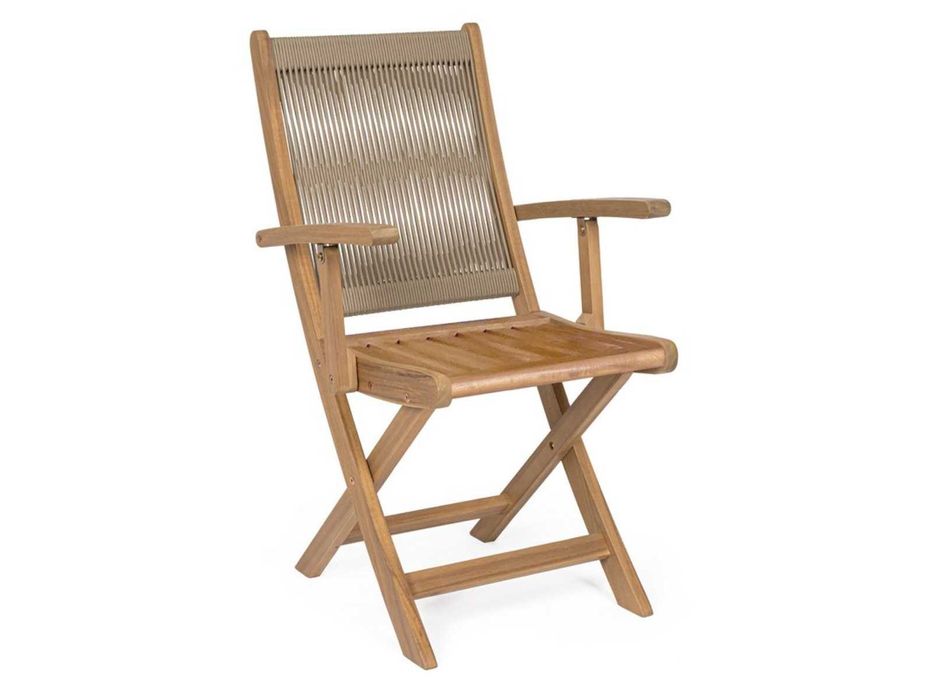 Krzesło ogrodowe DANUBIO z drewna akacjowego plecione oparcie Bizzotto